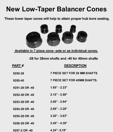 Low Taper Balancer cones