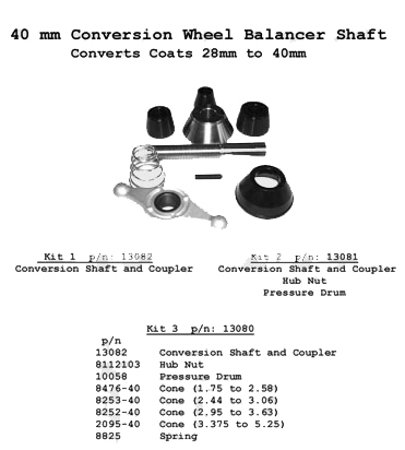 Conversion wheel balancer shaft adapters